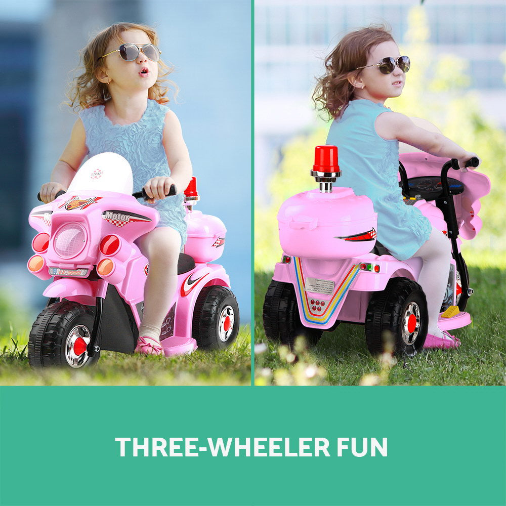 Rigo Kids 6V Electric Ride On Police Motorcycle Pink