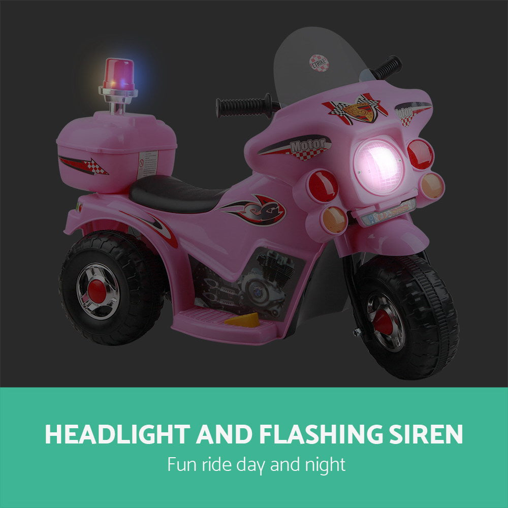 Rigo Kids 6V Electric Ride On Police Motorcycle Pink