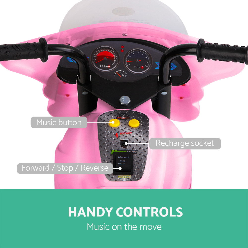 Rigo Kids 6V Electric Ride On Police Motorcycle Pink