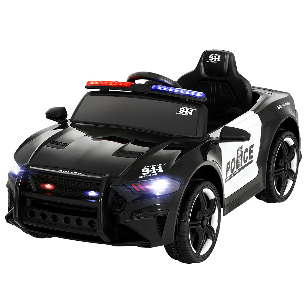 Rigo 12V Kids Ride-On Police Car Electric Black