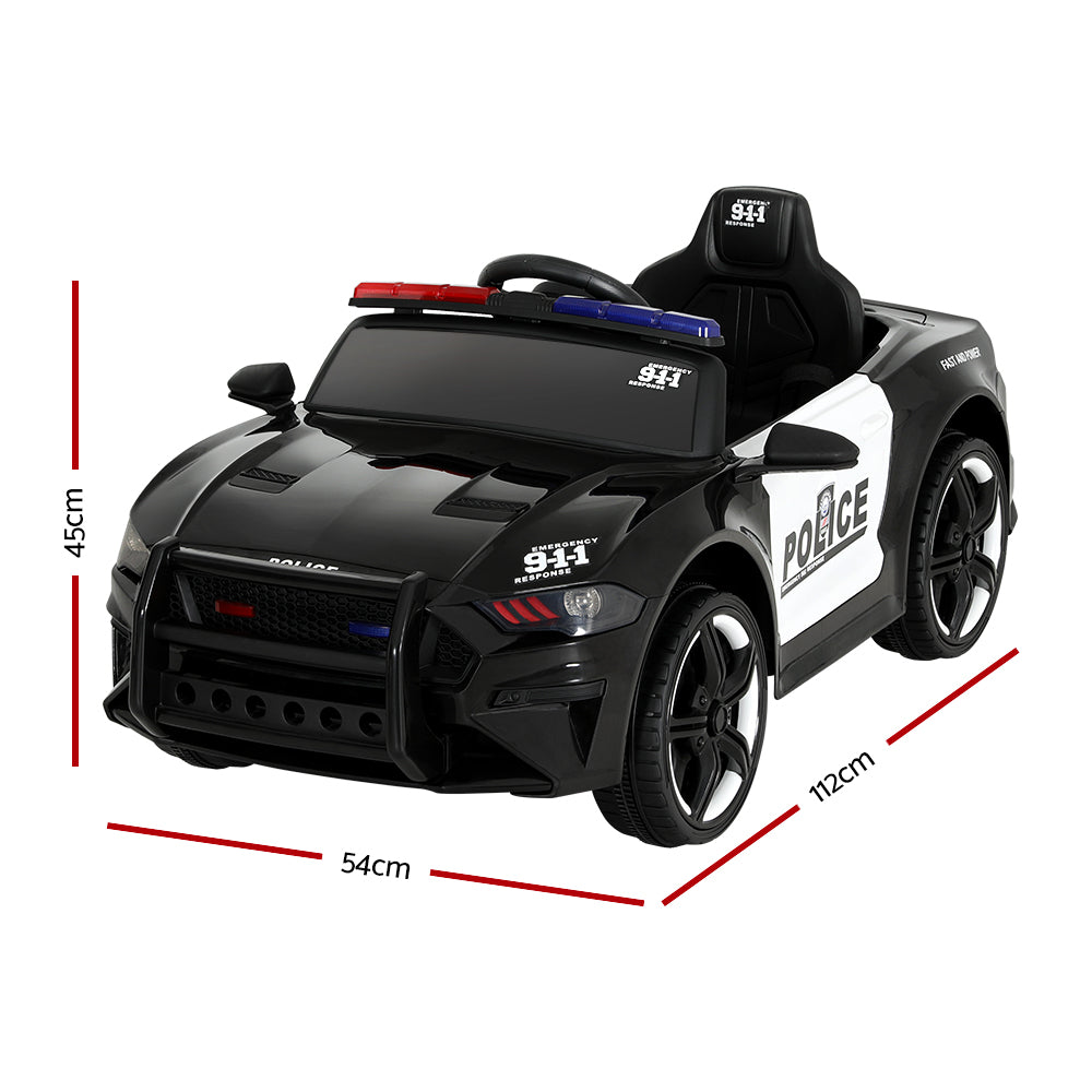 Rigo 12V Kids Ride-On Police Car Electric Black