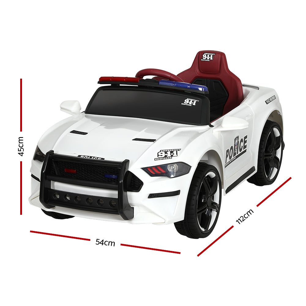 Rigo 12V Kids Ride-On Police Car Electric White