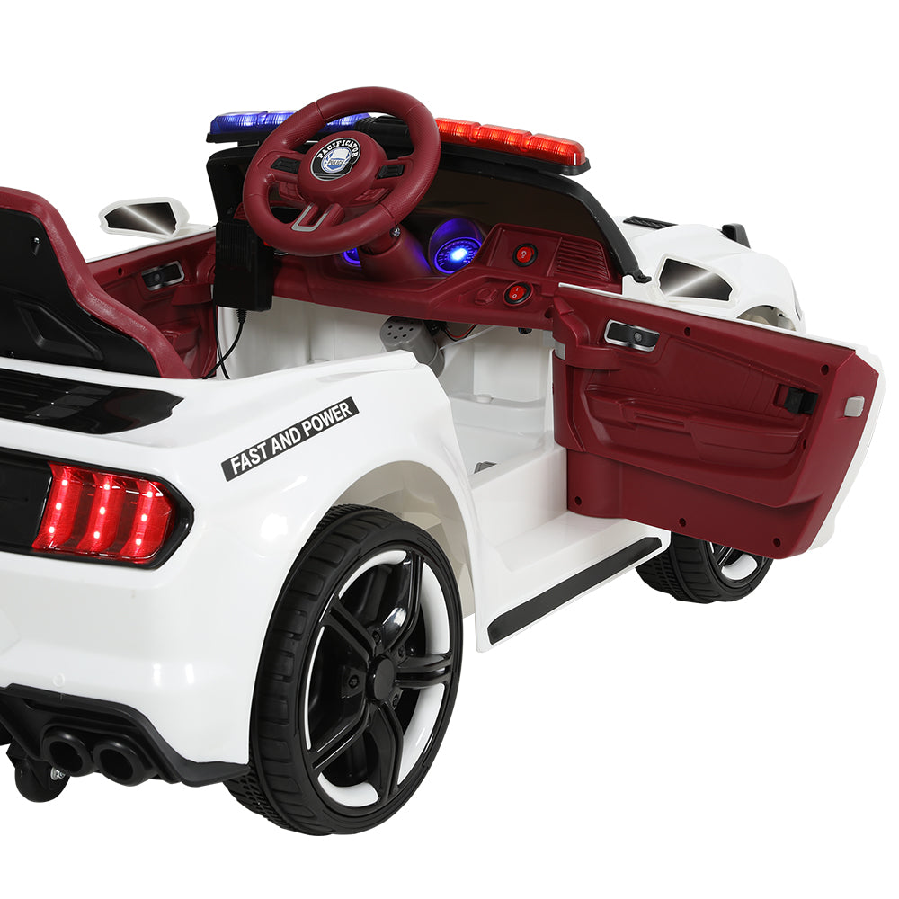 Rigo 12V Kids Ride-On Police Car Electric White