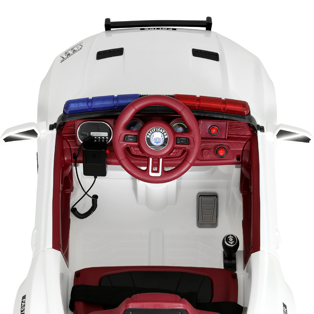 Rigo 12V Kids Ride-On Police Car Electric White