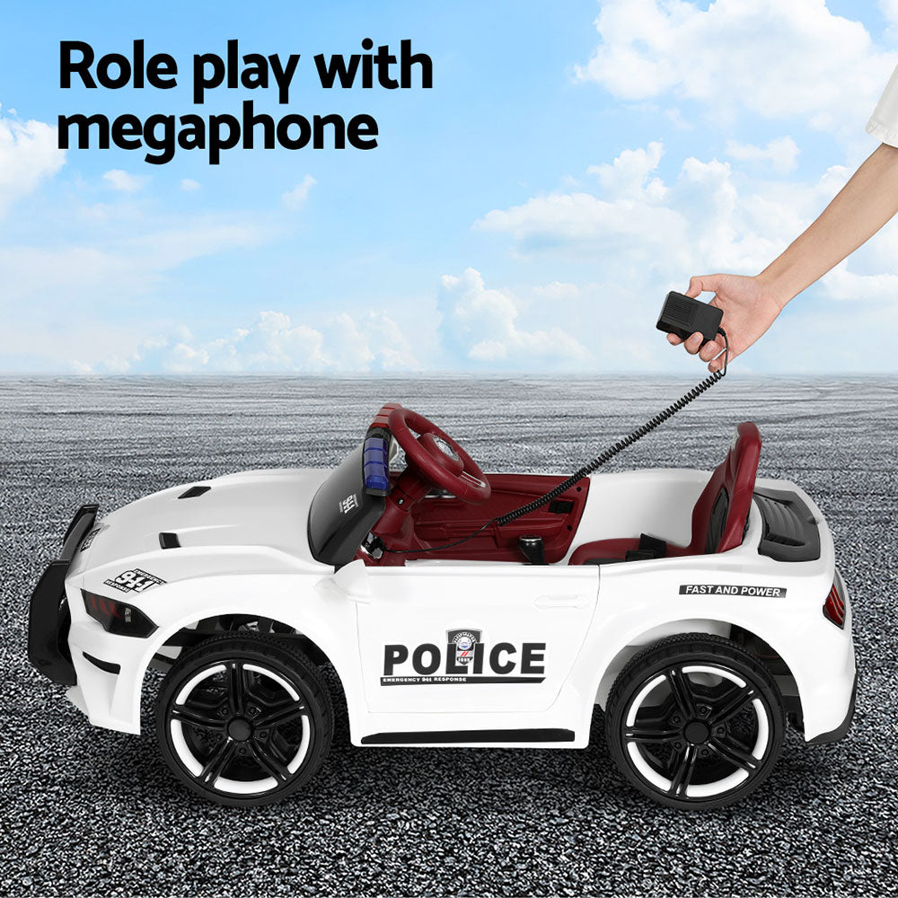 Rigo 12V Kids Ride-On Police Car Electric White