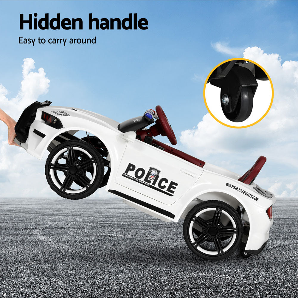 Rigo 12V Kids Ride-On Police Car Electric White