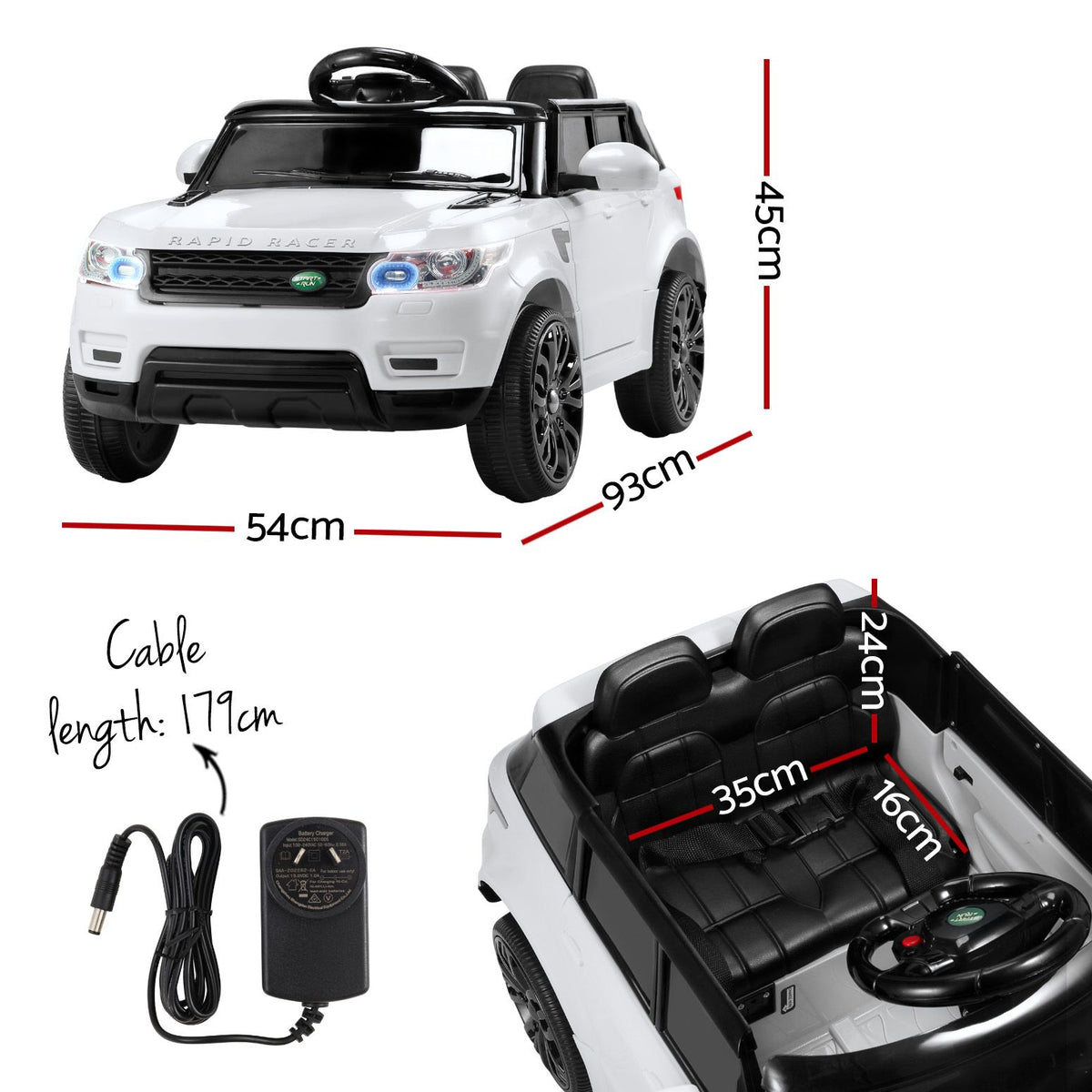Rigo Kids Ride On SUV Car with Remote Control 12V White