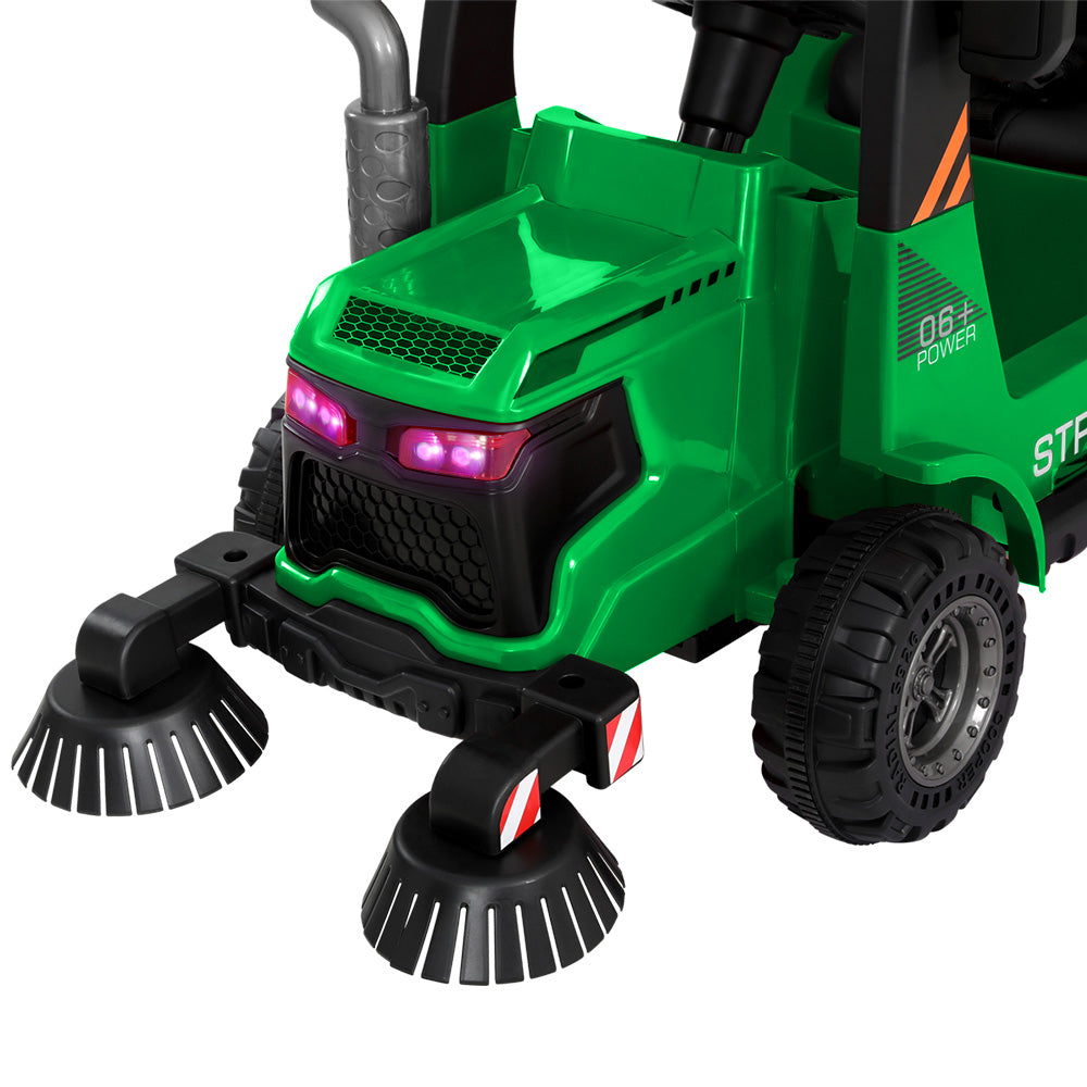 Rigo 12V Kids Electric Ride-On Street Sweeper Truck Green