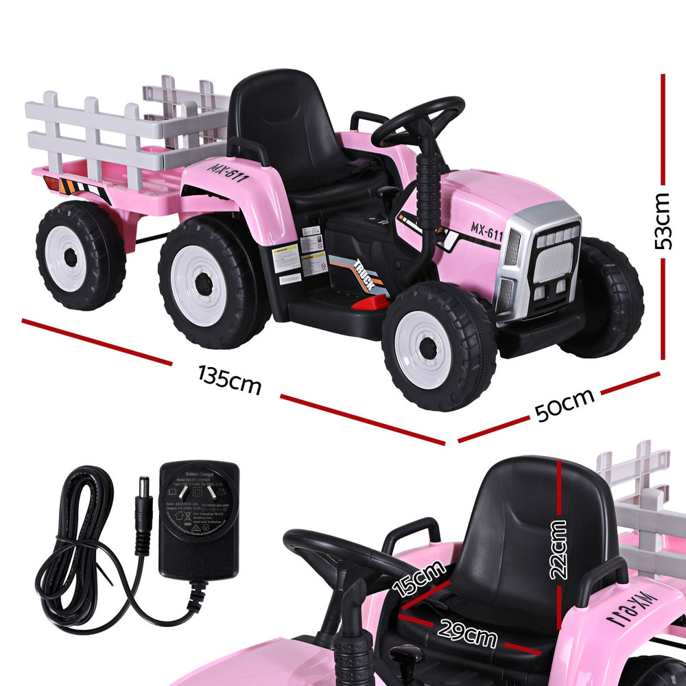 Rigo 12V Kids Electric Ride-On Tractor Pink