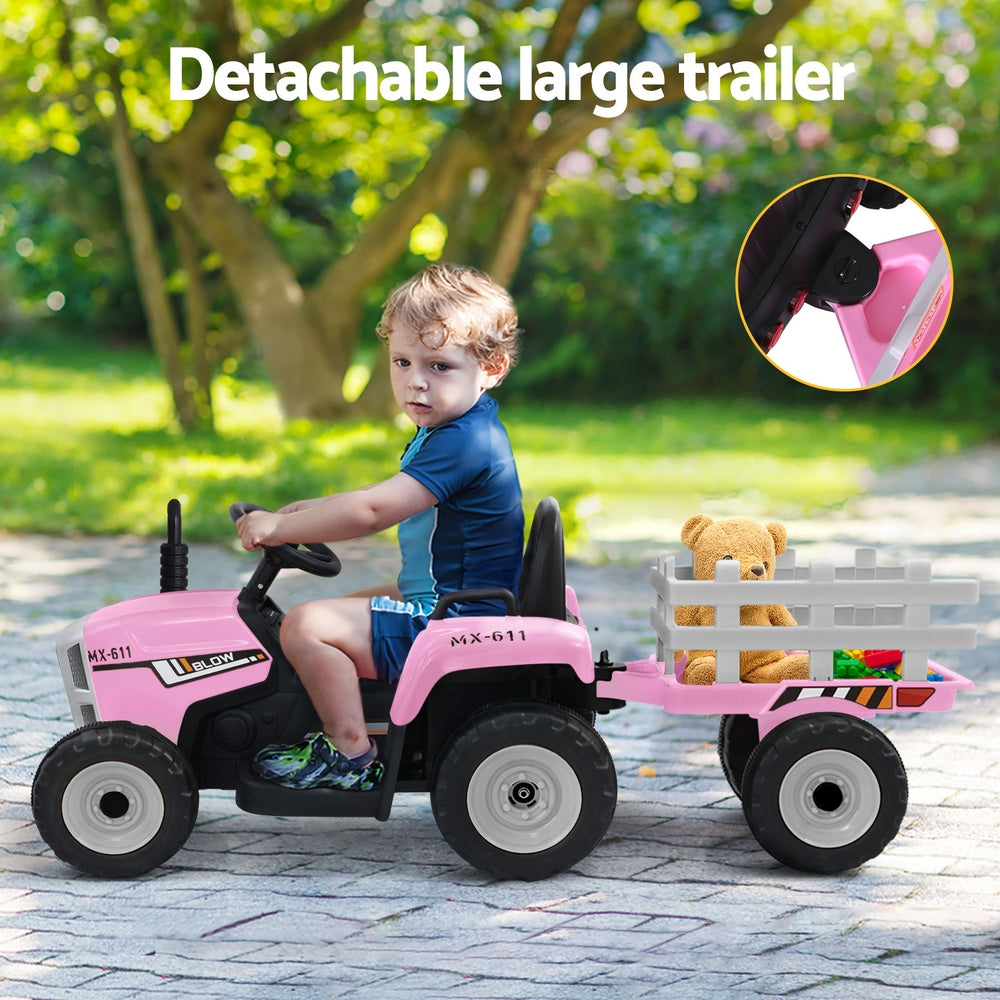 Rigo 12V Kids Electric Ride-On Tractor Pink