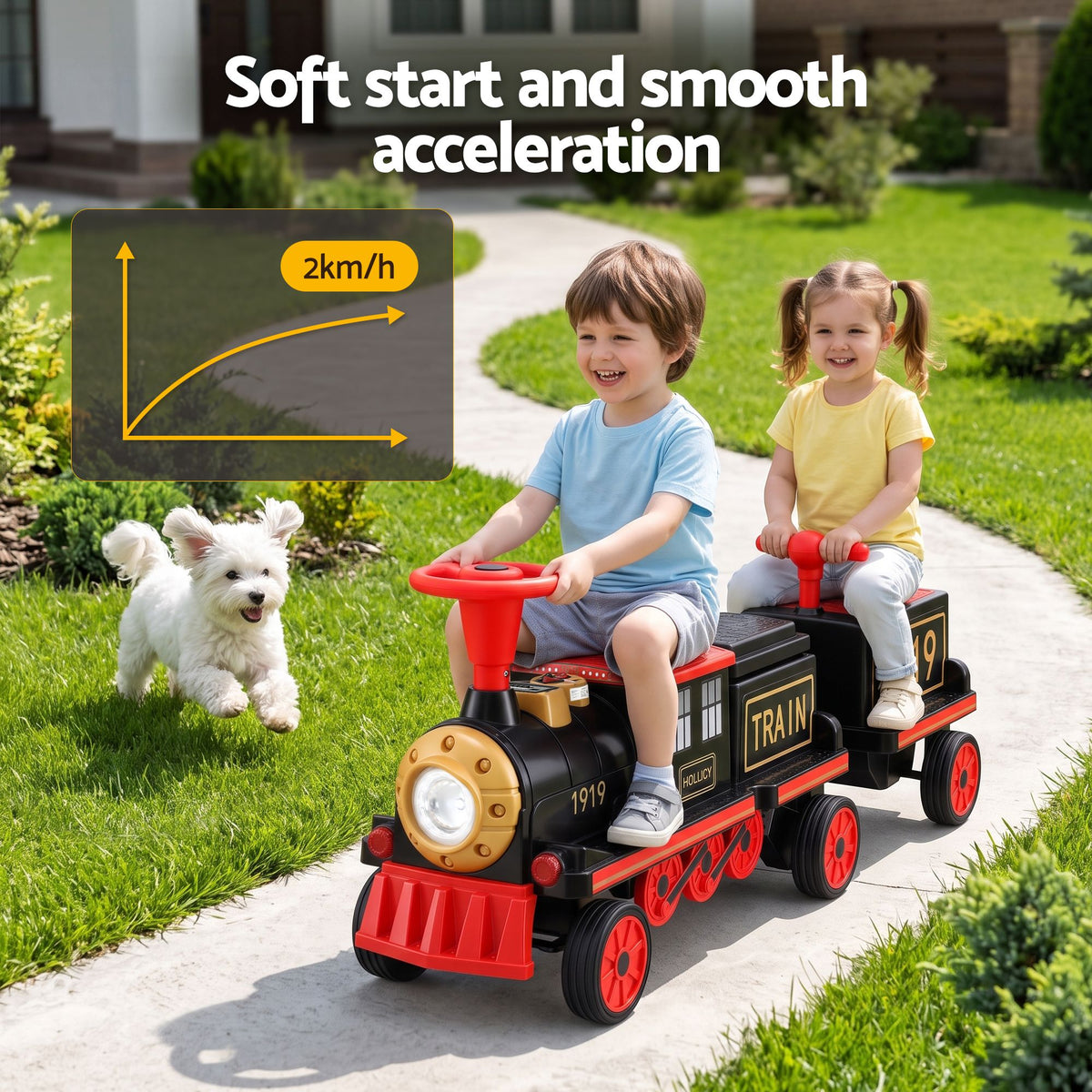 Rigo Kids 12V Ride On Train 2 Seater Electric Toy 136cm