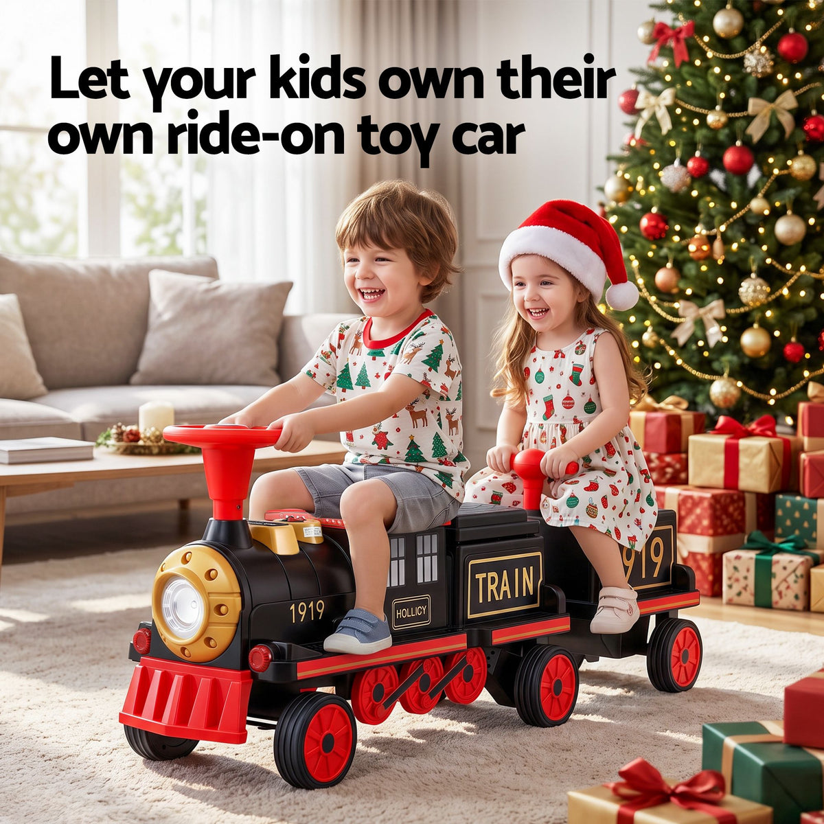 Rigo Kids 12V Ride On Train 2 Seater Electric Toy 136cm