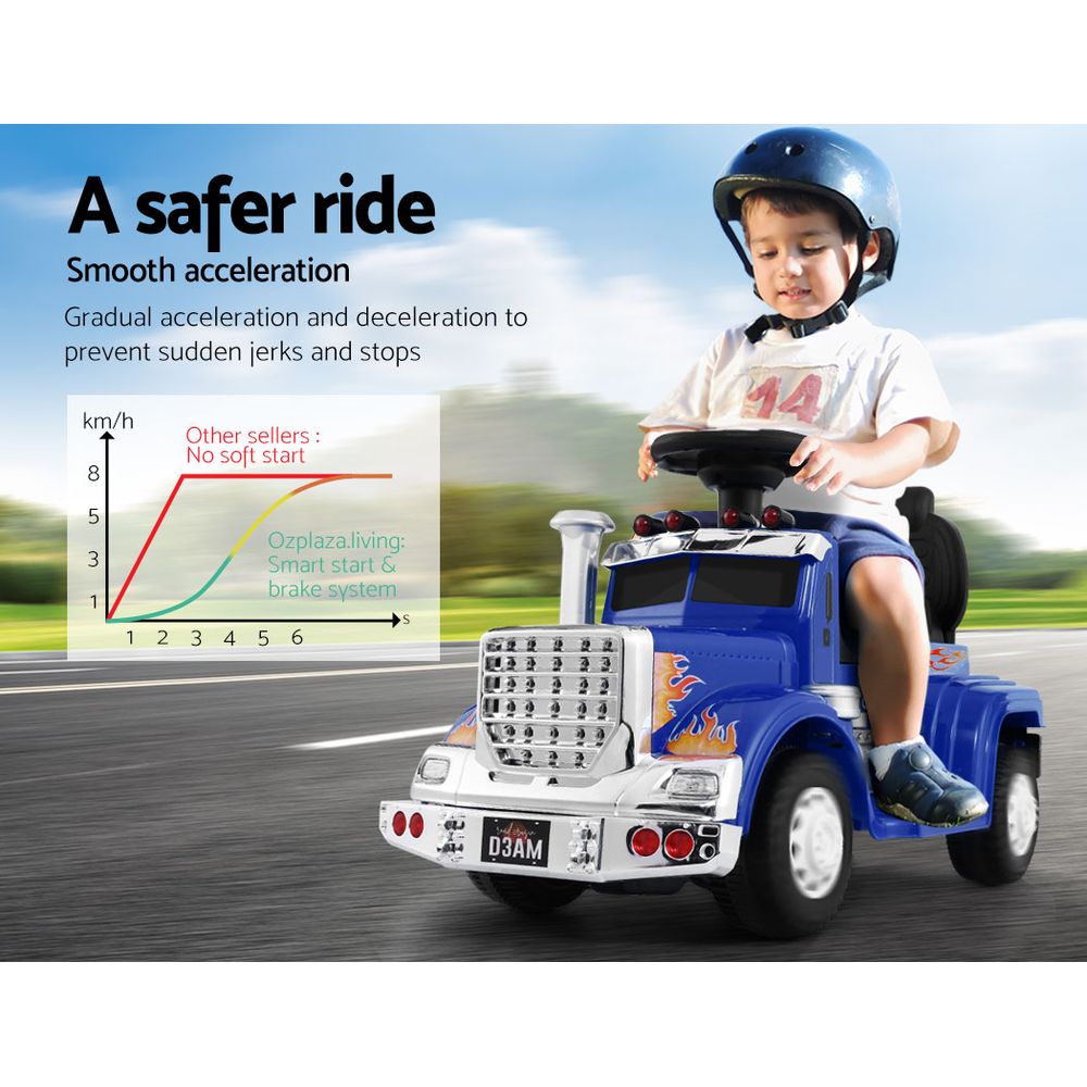 Rigo 6V Kids Electric Ride-On Truck Blue
