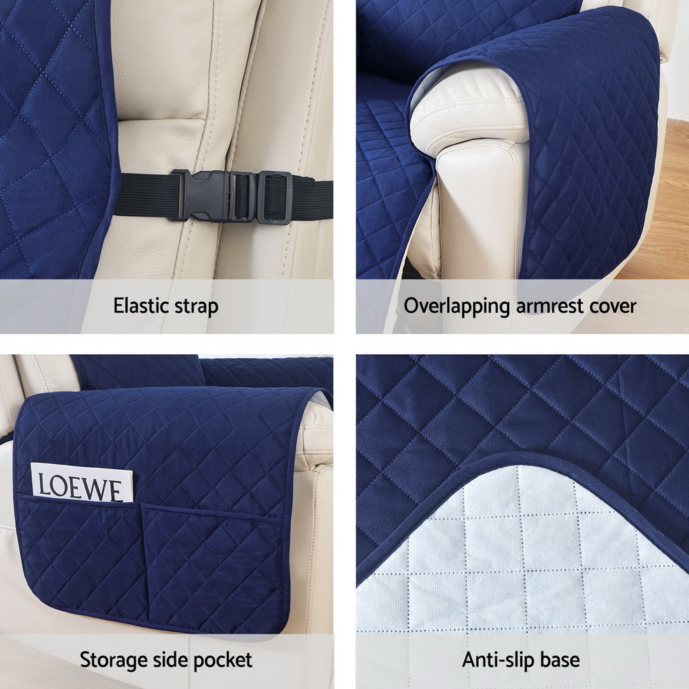 Navy Recliner Chair Cover 1-Seater Water Resistant