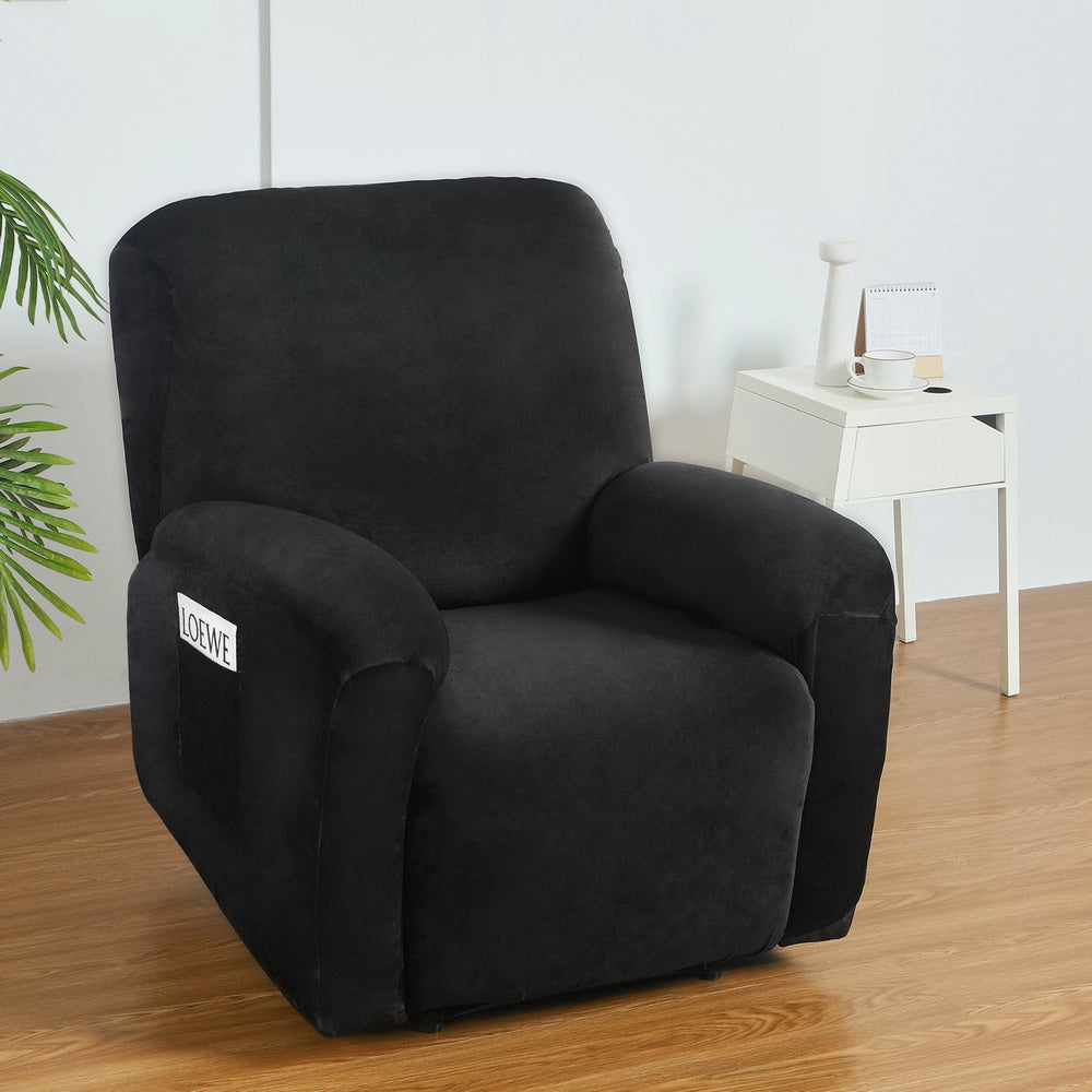 Artiss Velvet Recliner Chair Cover 1-Seater Black