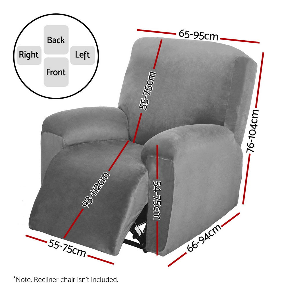 Artiss 1-Seater Recliner Chair Cover Velvet Grey