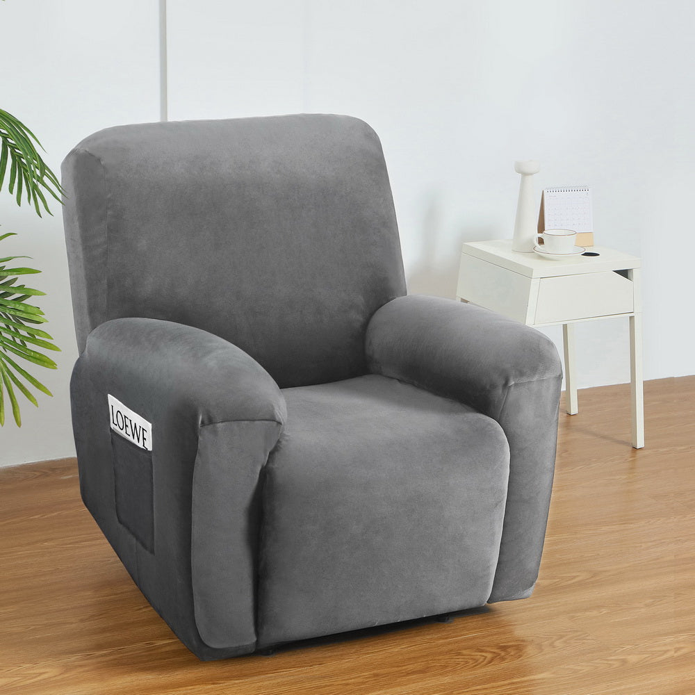 Artiss 1-Seater Recliner Chair Cover Velvet Grey