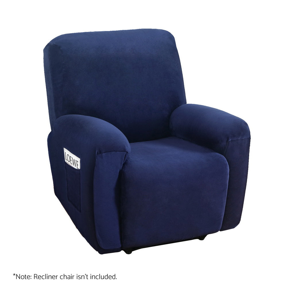 Artiss Recliner Chair Covers 1 Seater Velvet Navy