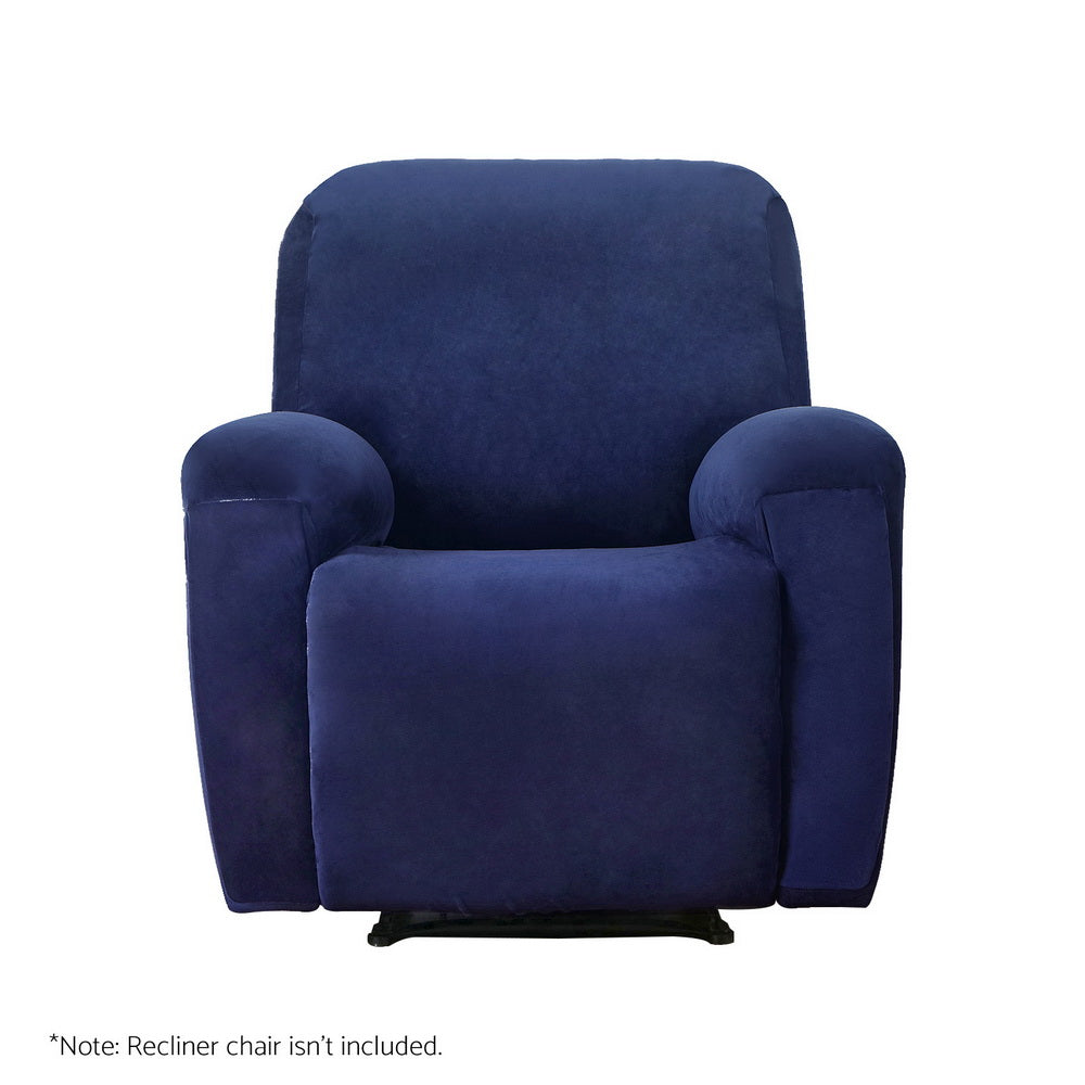 Artiss Recliner Chair Covers 1 Seater Velvet Navy