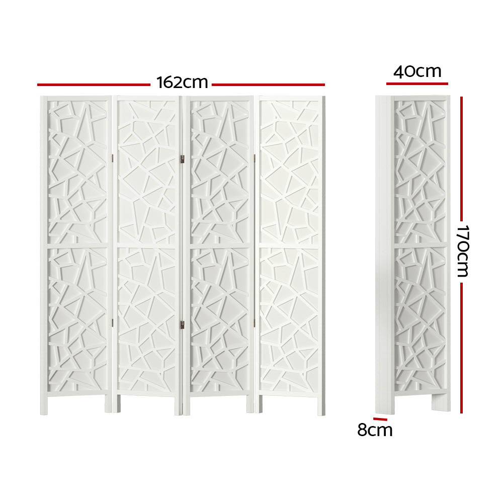 Clover 4-Panel Room Divider Screen White