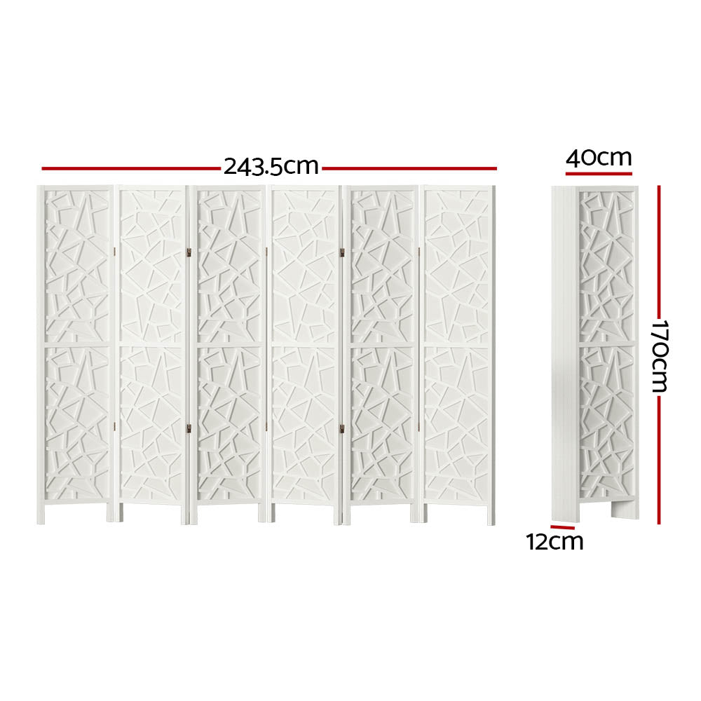 Clover 6-Panel Room Divider Screen White