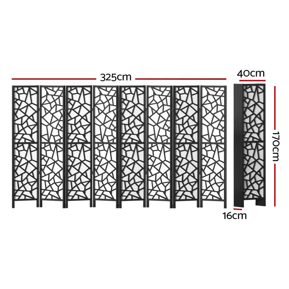 Clover 8-Panel Room Divider Screen Black 325x170cm
