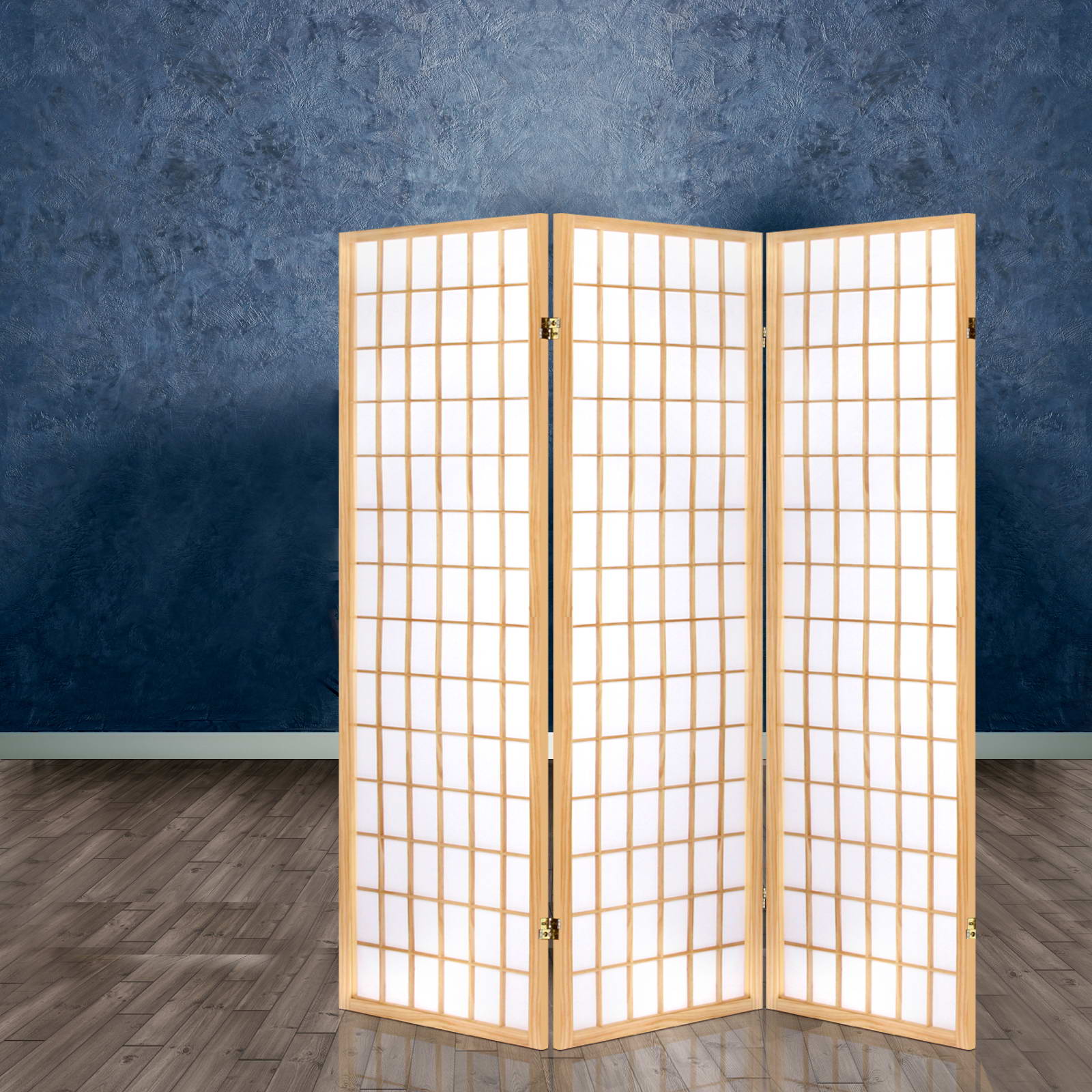 Oriental 3-Panel Room Divider Screen Natural Beige