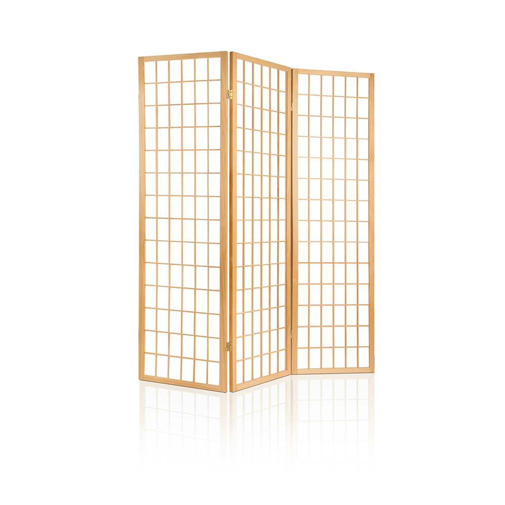 Oriental 3-Panel Room Divider Screen Natural Beige