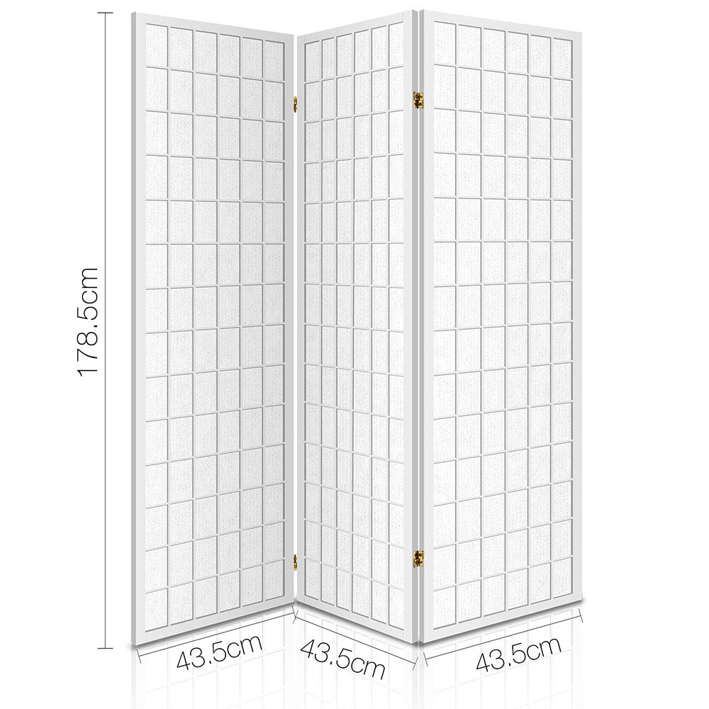3-Panel Room Divider Screen White 131x179cm
