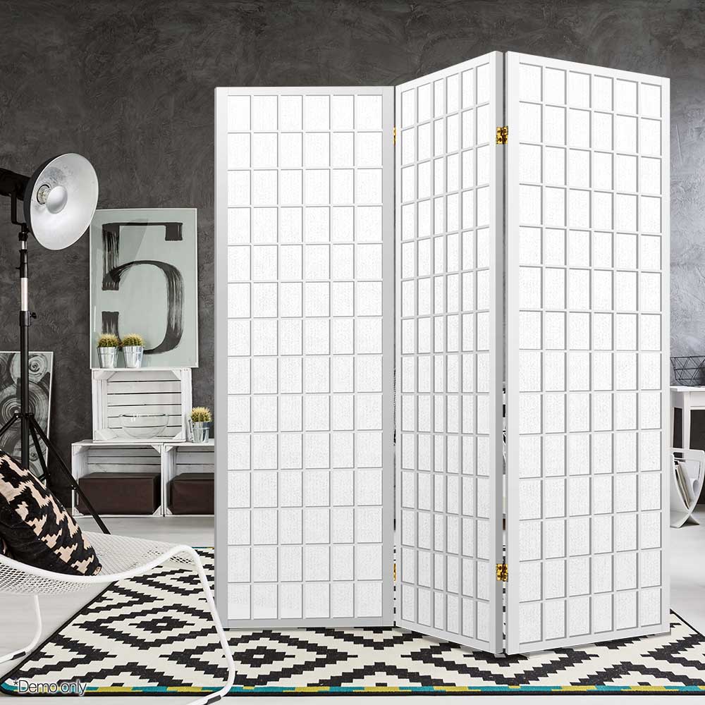 3-Panel Room Divider Screen White 131x179cm