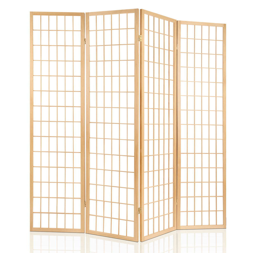 Natural 4-Panel Room Divider Screen 174x179cm