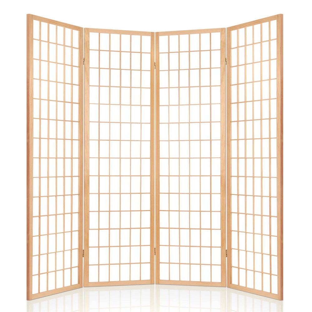 Natural 4-Panel Room Divider Screen 174x179cm