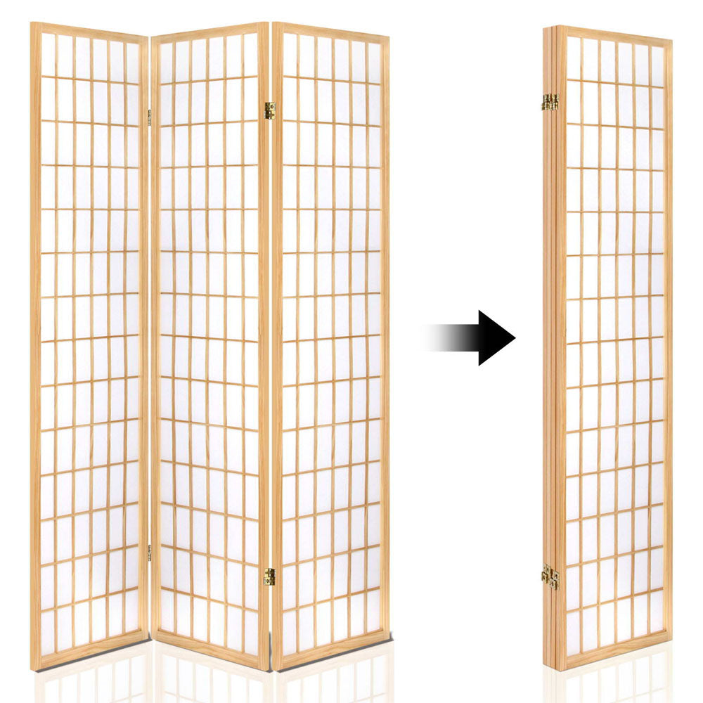 Natural 4-Panel Room Divider Screen 174x179cm