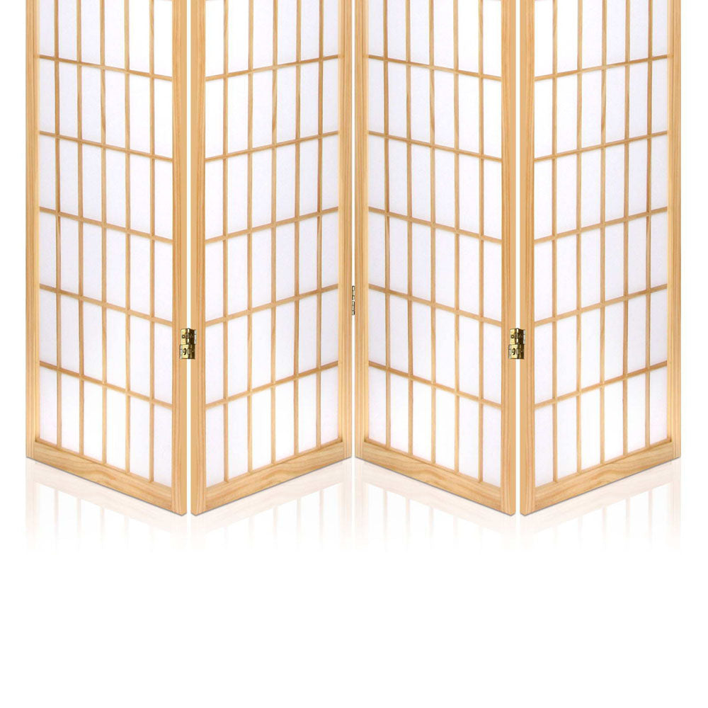Natural 4-Panel Room Divider Screen 174x179cm