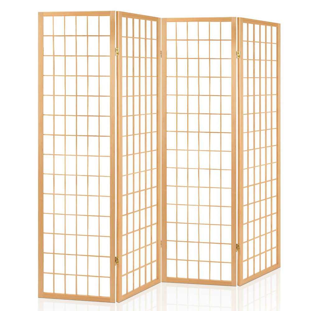 Natural 4-Panel Room Divider Screen 174x179cm