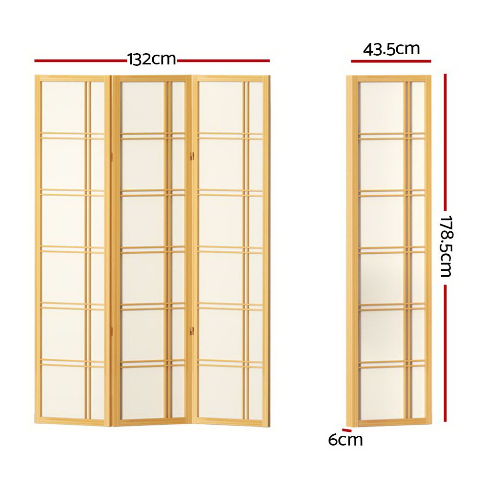 Nova 3-Panel Room Divider Screen Natural 132x179cm