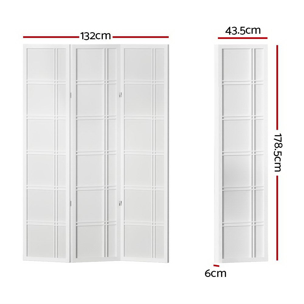 Nova 3-Panel Room Divider Screen White