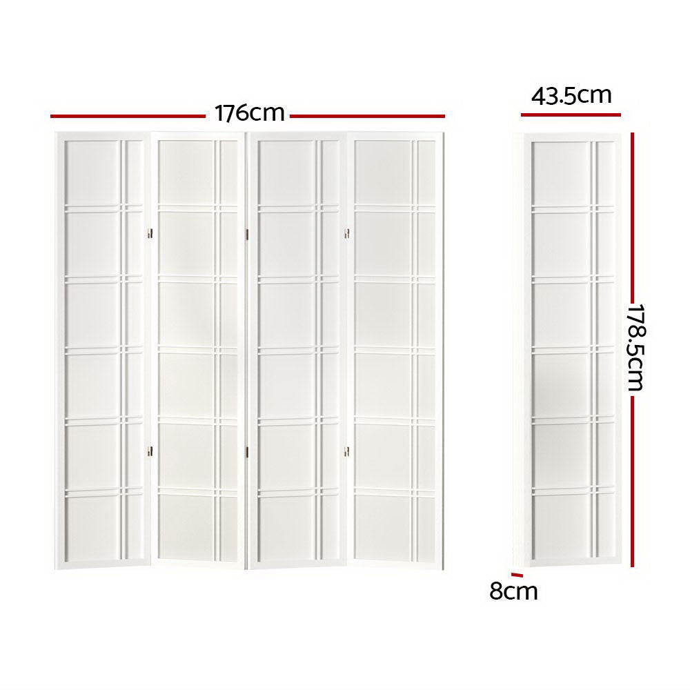 Nova 4-Panel Room Divider Screen White 176x179cm