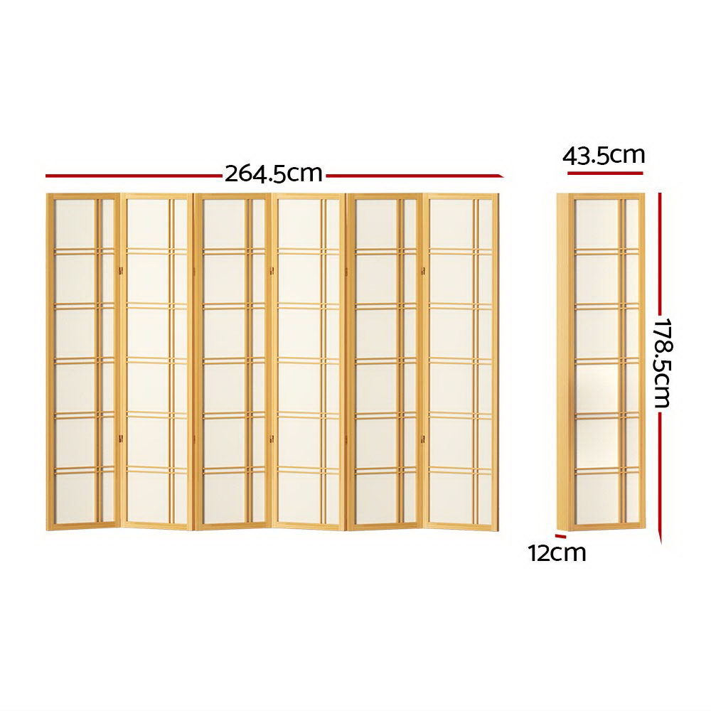 Nova 6-Panel Room Divider Screen Natural