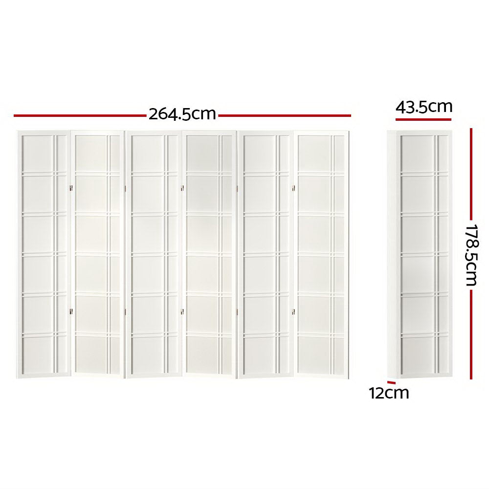 Nova 6-Panel Room Divider Screen White