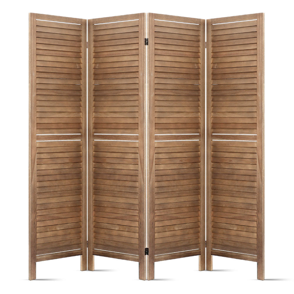 Louver 4-Panel Room Divider Screen 160x170cm Oak