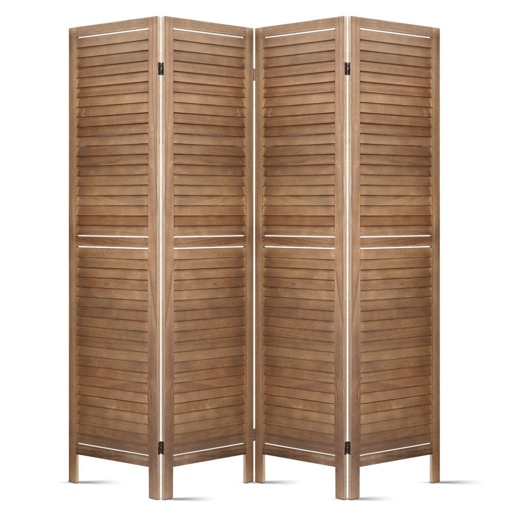 Louver 4-Panel Room Divider Screen 160x170cm Oak