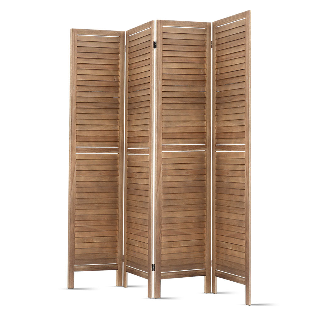 Louver 4-Panel Room Divider Screen 160x170cm Oak