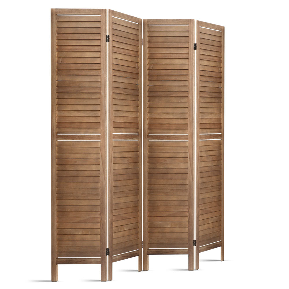 Louver 4-Panel Room Divider Screen 160x170cm Oak
