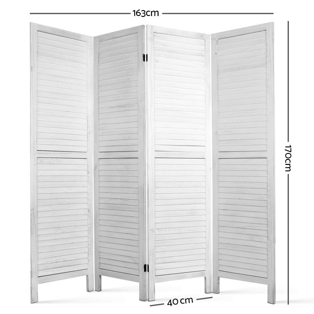 Louver White 4-Panel Room Divider 163x170cm