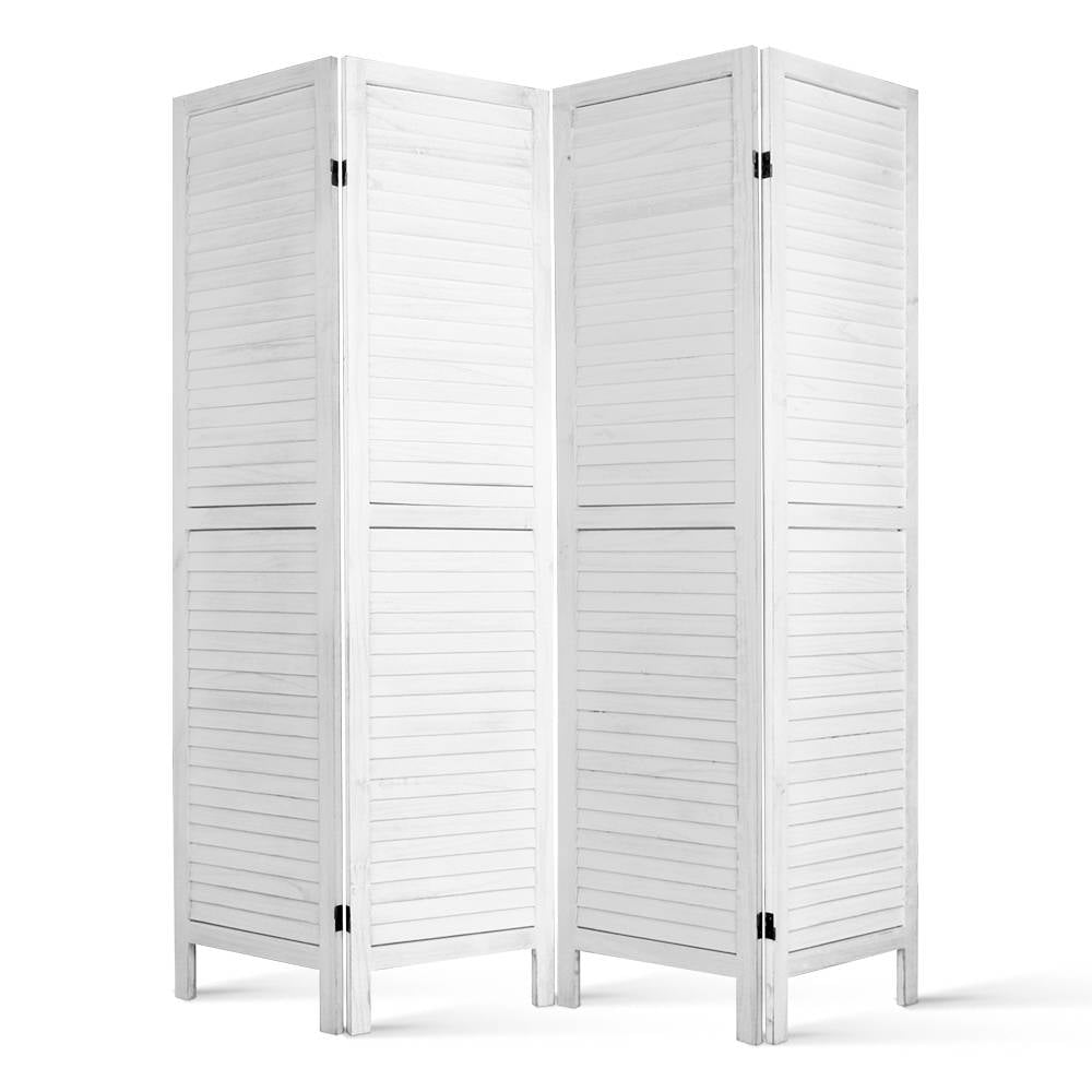 Louver White 4-Panel Room Divider 163x170cm