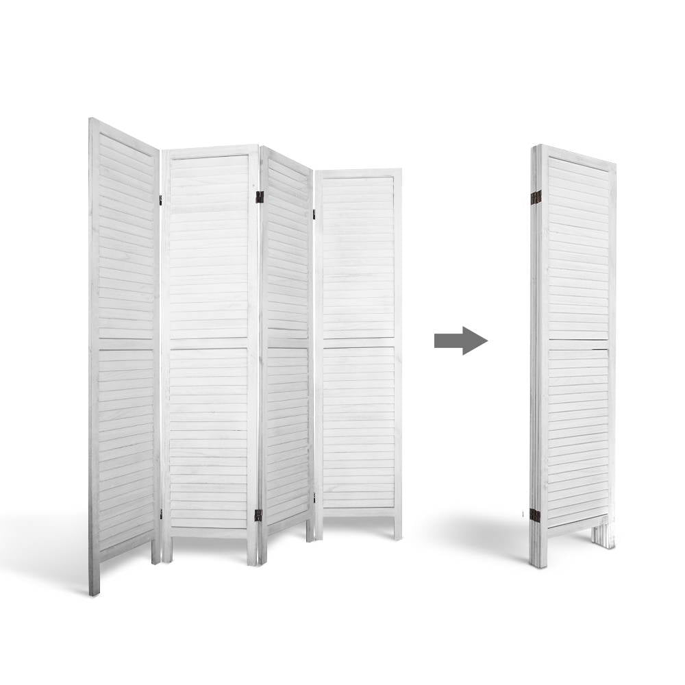 Louver White 4-Panel Room Divider 163x170cm