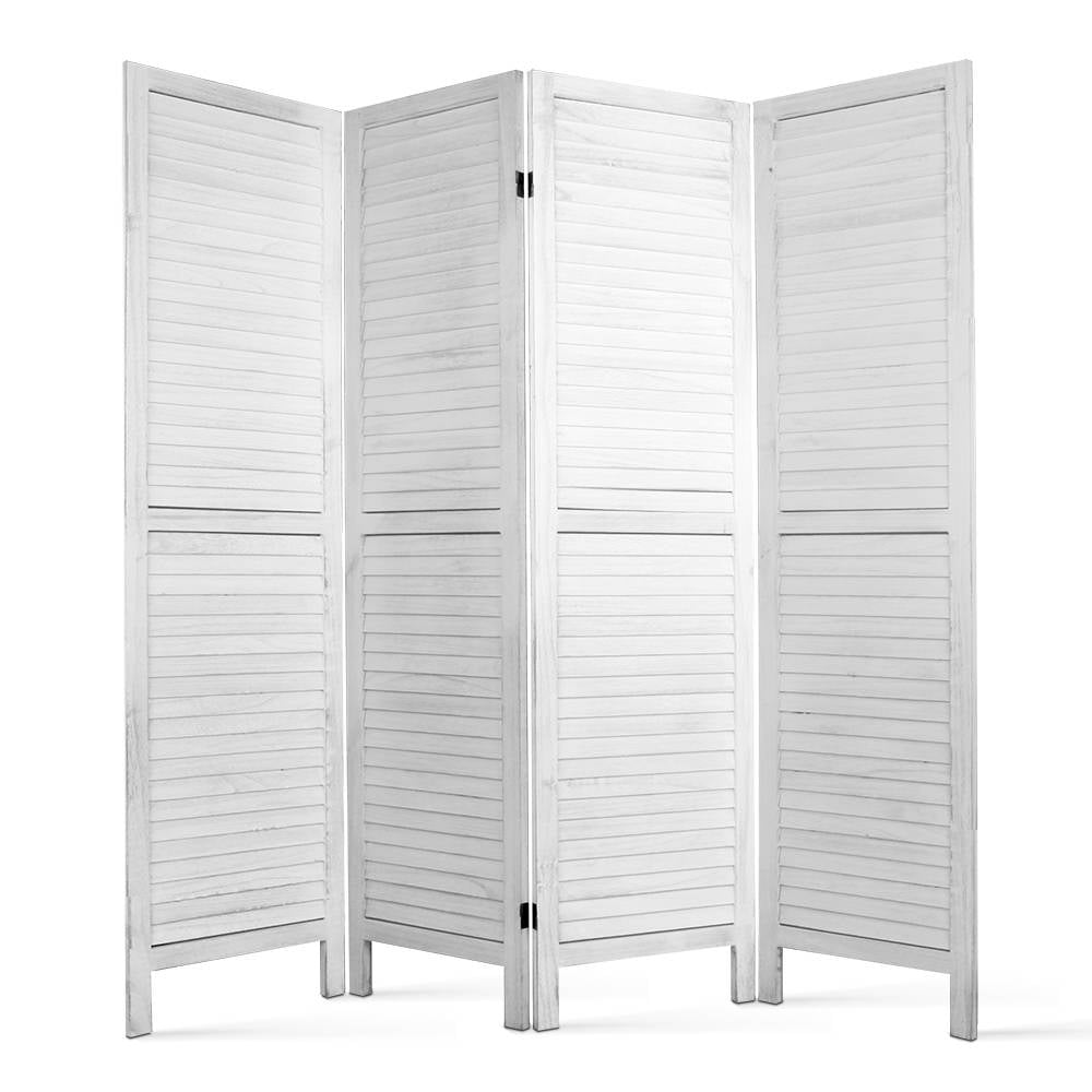 Louver White 4-Panel Room Divider 163x170cm