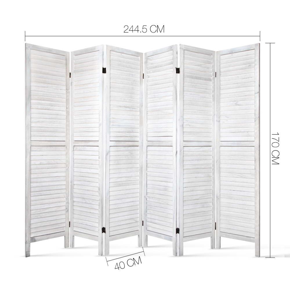 Artiss 6 Panel Room Divider Screen 170cm Louver White