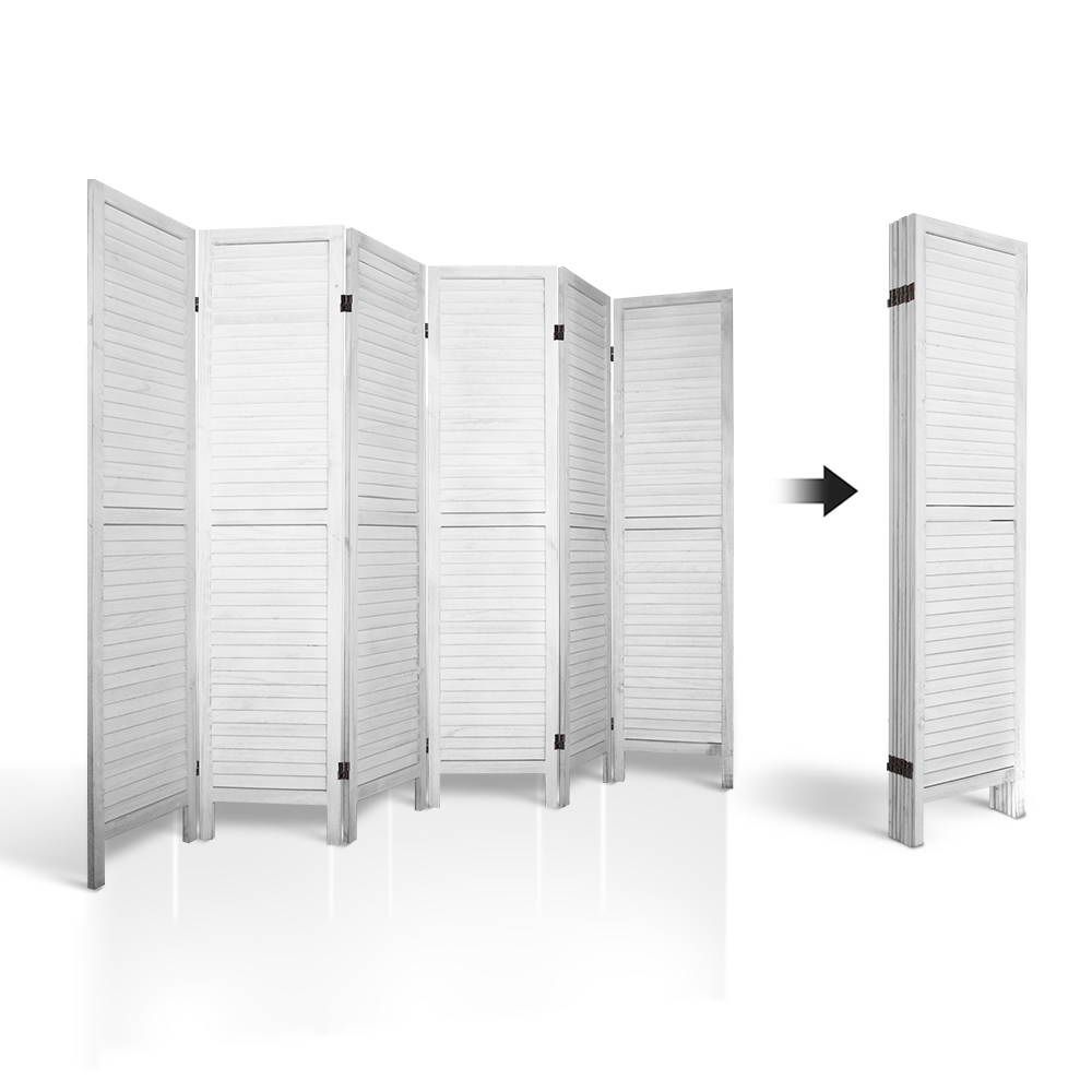 Artiss 6 Panel Room Divider Screen 170cm Louver White